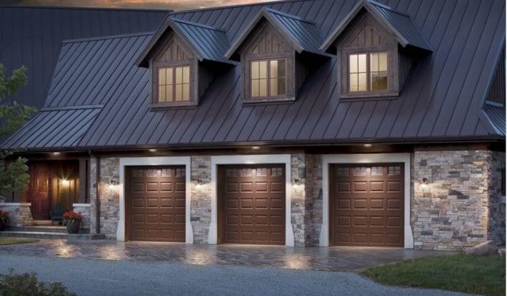 three garage doors